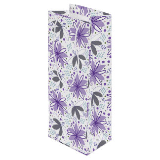 Pour Bouteille Sac de cadeau de vin floral botanique Fleurs abstr