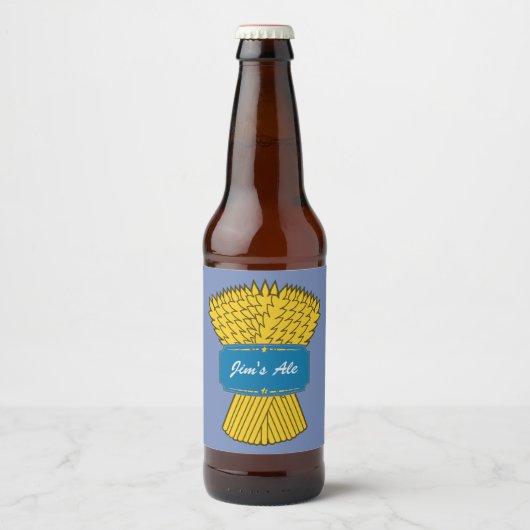 Pour Bouteilles De Bière Bleu, étiquette agricole. (Devant)
