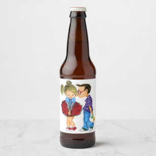 Pour Bouteilles De Bière Couple Love Valentine's Day Bier Bottle Étiquette
