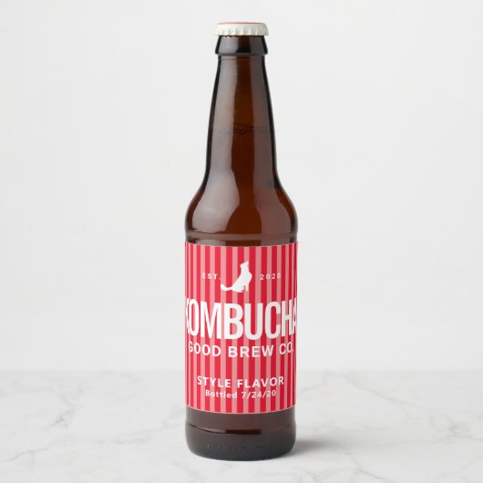 Pour Bouteilles De Bière Kombucha Kitchen Brew Étiquette Design (Devant)