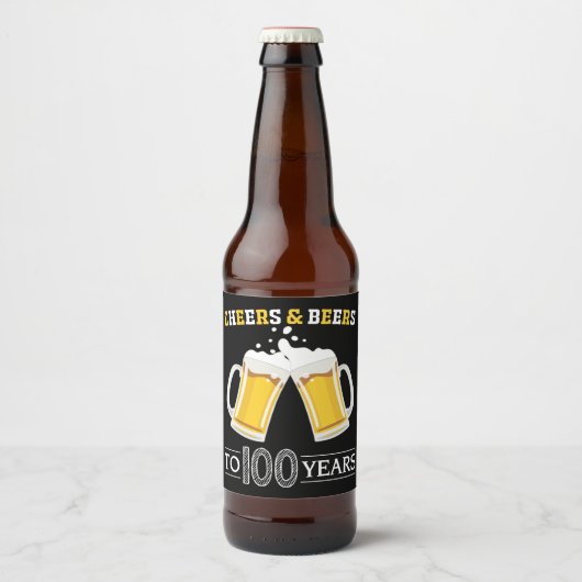 Pour Bouteilles De Bière Salutations et bières à 100 ans Étiquette bouteill (Devant)