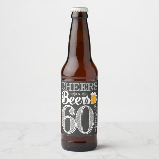 Pour Bouteilles De Bière Salutations et bières à 60 ans Étiquette bouteille (Devant)
