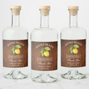 Pour Bouteilles De Liqueur Citron en bois Merci Limoncello Bottle Étiquettes