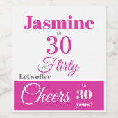Pour Bouteilles De Vin 30 & Flirty Hot Pink Wine Étiquette (Étiquettes simples)