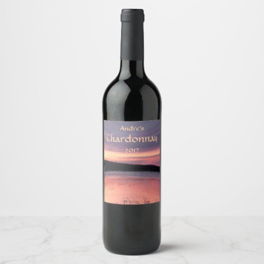 Pour Bouteilles De Vin Abstrait Sunset Ocean Wave Wine Étiquette (Devant)
