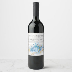 POUR BOUTEILLES DE VIN AQUA BLUE OR FLORAL RUSTIC WINE ÉTIQUETTE