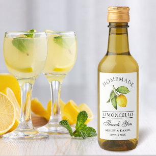Pour Bouteilles De Vin Aquarelle Limoncello Lemon Mini Étiquettes bouteil