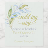 Pour Bouteilles De Vin Aquarelle Moderne Boho Branches Feuilles Étiquette (Étiquettes simples)