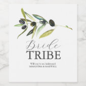 Pour Bouteilles De Vin Aquarelle Olive Bridesmaid Proposition Étiquette (Étiquettes simples)