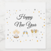 Pour Bouteilles De Vin Bonne année sur le Étiquette blanc (Étiquettes simples)