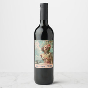 Pour Bouteilles De Vin Bouteille Étiquette Vintage Rétro Été