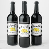 Pour Bouteilles De Vin Brush Script strié Limoncello Lemons Étiquette (Bouteilles)