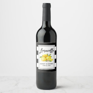 Pour Bouteilles De Vin Brush Script strié Limoncello Lemons Étiquette