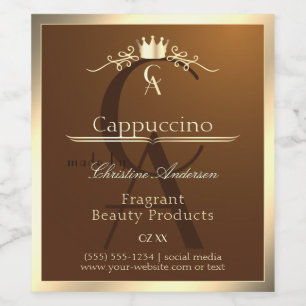 Pour Bouteilles De Vin Café Brown Produit Étiquette Gold Frame et Monogra
