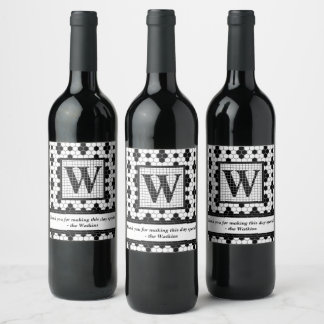 Pour Bouteilles De Vin Carreau hexagonale Imprimer Monogramme Étiquette à