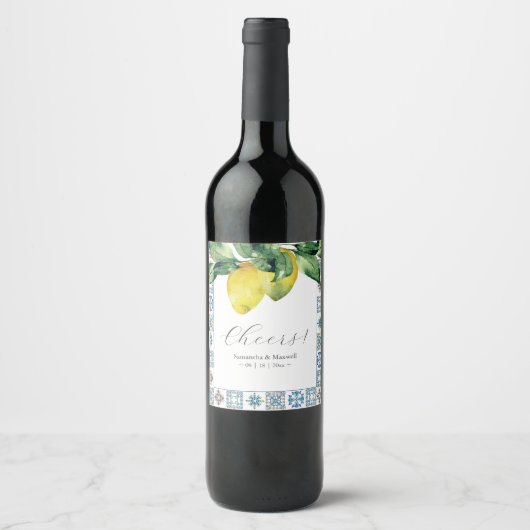 Pour Bouteilles De Vin Carrelage Amalfi Étiquette et citrons (Devant)