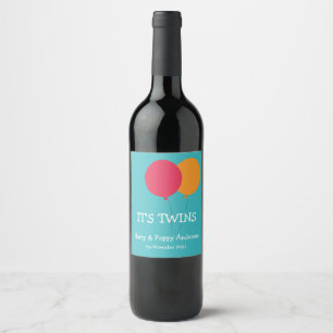 Pour Bouteilles De Vin C'est Twins Modern Whimsical Wine Étiquette