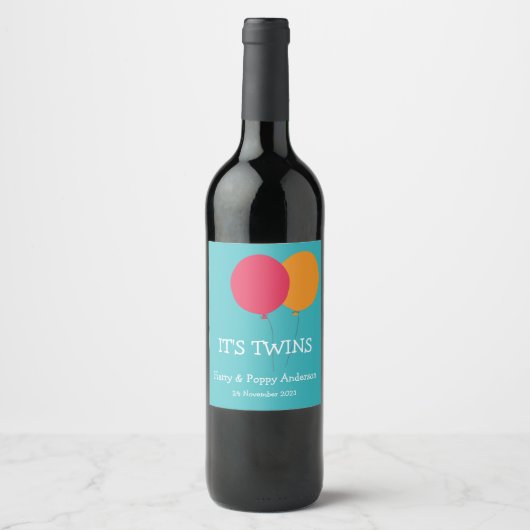 Pour Bouteilles De Vin C'est Twins Modern Whimsical Wine Étiquette (Devant)