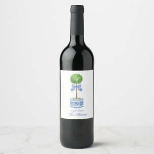 Pour Bouteilles De Vin Chinoiserie Aquarelle Bow Topitle Étiquette