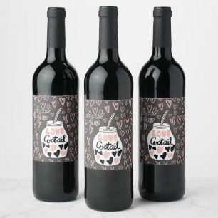 Pour Bouteilles De Vin coq d'amour monogramme valentines étiquette boutei