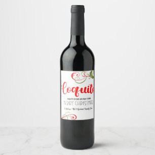 Pour Bouteilles De Vin Coquito Joyeux Noël étiquette bouteille personnali