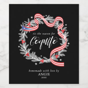 Pour Bouteilles De Vin Coquito Noël Wreath Wine Étiquette