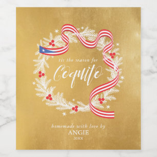Pour Bouteilles De Vin Coquito Noël Wreath Wine Étiquette