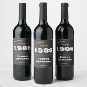 Pour Bouteilles De Vin Custom Vintage 1986 Retro Wine Étiquette - 40e ann