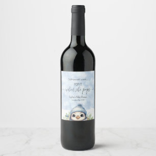 Pour Bouteilles De Vin Cute Penguin Pop it When She Pops Bottle Étiquette