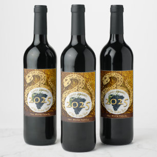 Pour Bouteilles De Vin Cuvee Spéciale Serpent d'Or Année 2025 Étiquette d