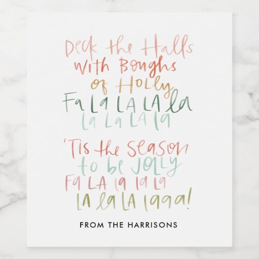 Pour Bouteilles De Vin Deck the Halls Custom Wine Étiquette (Étiquettes simples)