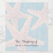 Pour Bouteilles De Vin Estarfish blanc & Bleu Burlap Beach Vins Étiquette (Étiquettes simples)