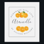 Pour Bouteilles De Vin Étiquette Arancello sur mesure<br><div class="desc">Elégante et moderne bouteille d'arancello étiquette avec le texte arancello, fait maison avec amour et votre nom en calligraphie chic script et typographie moderne sur un arrière - plan blanc avec une touche élégante de jolies tranches d'aquarelle orange et orange. Ajoutez simplement votre nom ou votre entreprise. Conçu exclusivement pour...</div>