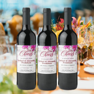 Pour Bouteilles De Vin Étiquette blanc et rouge rose