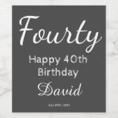 Pour Bouteilles De Vin Étiquette moderne Happy 40th Birthday Wine Bottle (Étiquettes simples)