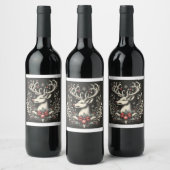 Pour Bouteilles De Vin Étiquette Monochrome Reindeer (Bouteilles)