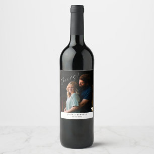 Pour Bouteilles De Vin Étiquette photo Mariage simple