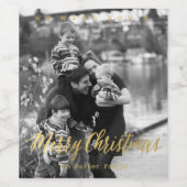 Pour Bouteilles De Vin Étiquette photo or "Joyeux Noël" (Étiquettes simples)