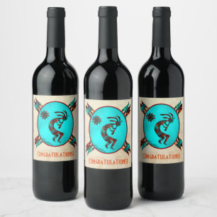 Pour Bouteilles De Vin Étiquette vinicole Kokopelli du sud-ouest