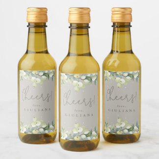 Pour Bouteilles De Vin Étiquettes Mini Bachelorette Greige Snowberry+Euca