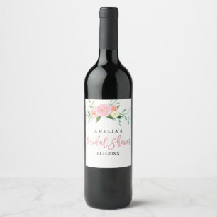 Pour Bouteilles De Vin Fête des mariées d'aquarelle botanique Étiquette d