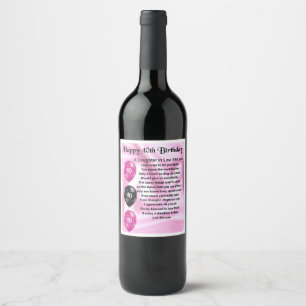 Pour Bouteilles De Vin Fille en droit Poem Bottle Étiquette 40e annivers