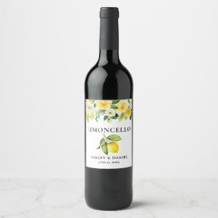 Pour Bouteilles De Vin Floral Lemon Limoncello Mariage Étiquette bouteill