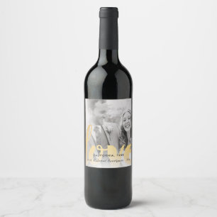 Pour Bouteilles De Vin Gold Love Photo Mariage ou Anniversaire Étiquette
