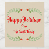 Pour Bouteilles De Vin Holly Wine Étiquette (Étiquettes simples)