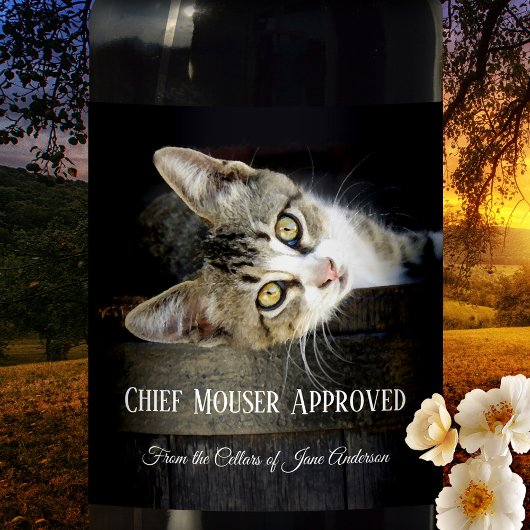 Pour Bouteilles De Vin Home Brew Funny Cat Wine Étiquette