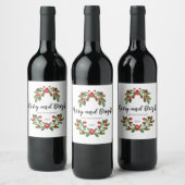 Pour Bouteilles De Vin Joyeux et lumineux Mistletoe Vacances Étiquette (Bouteilles)