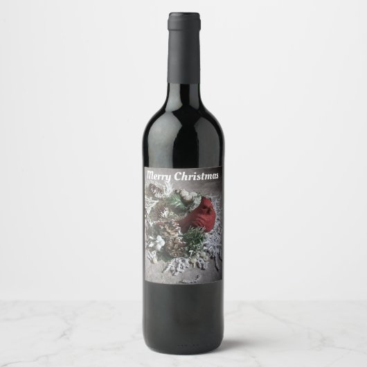 Pour Bouteilles De Vin Joyeux Noël étiquette personnalisable (Devant)