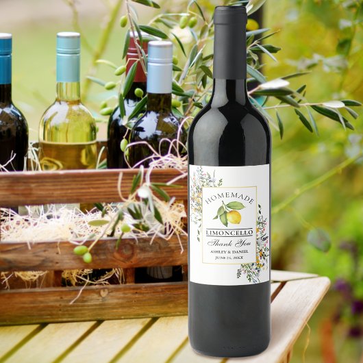 Pour Bouteilles De Vin Limoncello Fleur sauvage  Étiquette bouteille