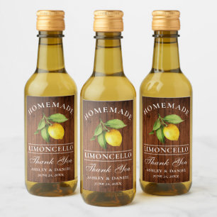 Pour Bouteilles De Vin Limoncello Lemon Wood Merci Mini Étiquettes boutei